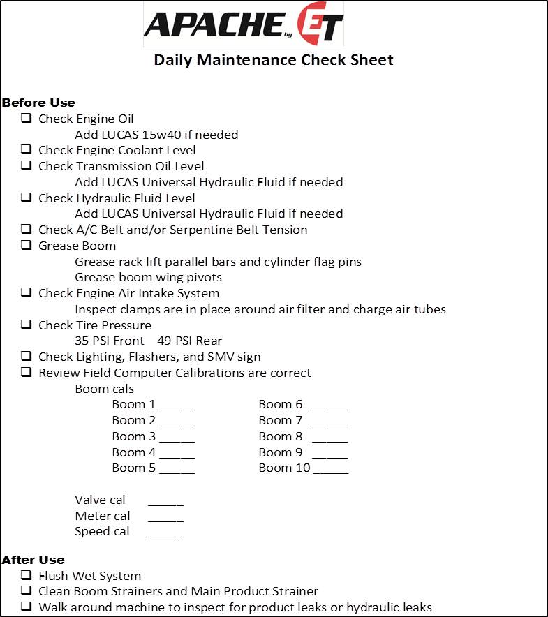 hydraulic maintenance system checklist Ag Apache  Propelled Sprayers Self Sprayers  Blog